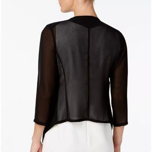 CALVIN KLEIN, black sheer chiffon cropped cardi shirt, medium